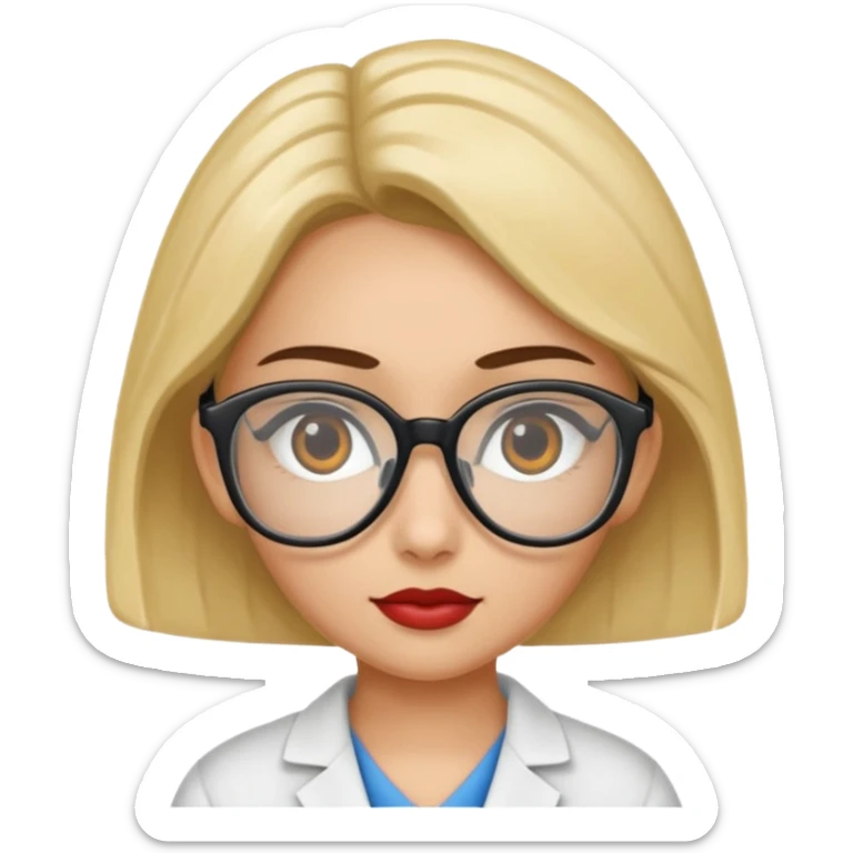 una enfermera escolar con gafas llamativas y un moño pequeño, morena sticker