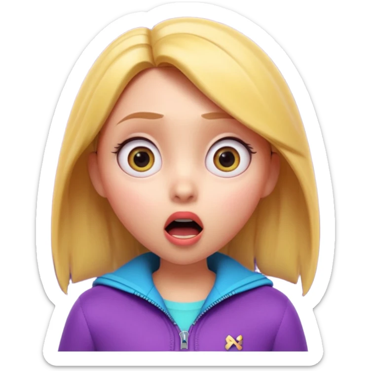 3D cartoon girl, pixar style, surprised expression, mouth closed with zipper, big eyes, vibrant colors, dramatic lighting, dark background, youtube thumbnail style, ultra detailed, high quality, sharp focus, 16:9, 4k
b sticker