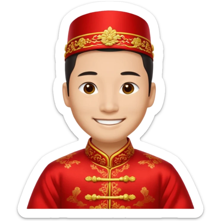 Chinese groom, traditional, culture of chinese, smiley on face. sticker