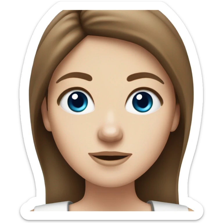 White girl Brown hair blue eyes freackles eating Tofu salad sticker