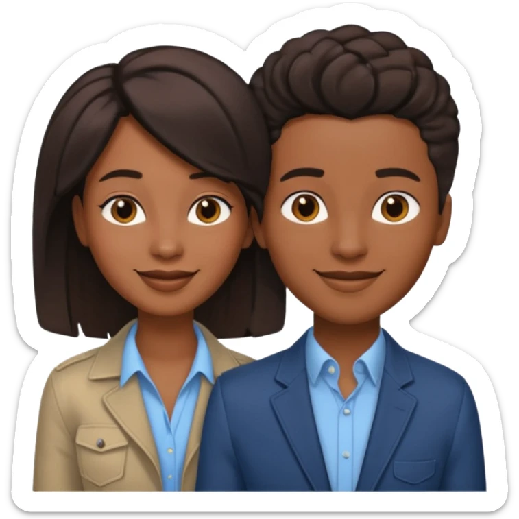 Black lesbian couple with one masculine with short hair and one feminine with long hair in stylish clothes  sticker
