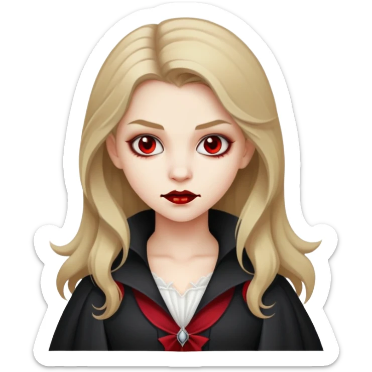 teenage vampire girl with dark blonde hair and white skin sticker