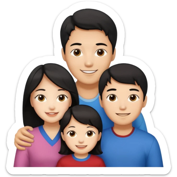 Family korean male x russian female + black hair kid sticker