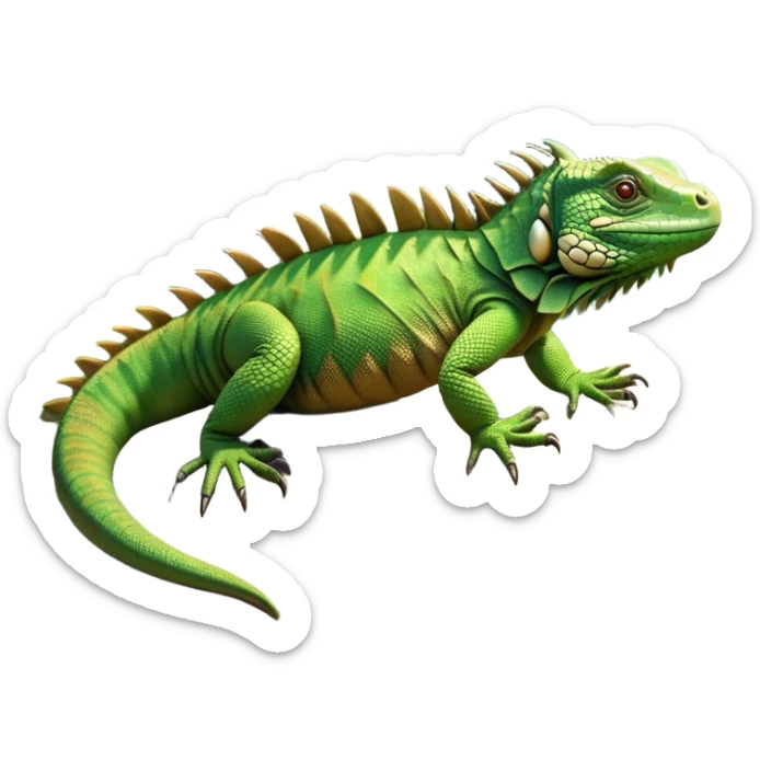 cinematic-iguana-realistic-full-body-basking-emoji,-long-scaly-body-stretched-out-on-a-sunlit-rock,-spiny-ridge-running-down-its-back,-textured-green-and-brown-skin-dappled-with-light,-sharp-intelligent-eyes-studying-the-surroundings,-long-tail-draped-over-the-stone,-simplified-yet-realistic-focused-features,-highly-detailed,-glowing-with-a-warm-tropical-glow

 sticker