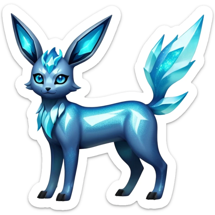 Shiny Edgy Badass Dark Gothic Glittery Ethereal Sparkly Glaceon-Amaura-Aurorus-Fakémon-hybrid-creature (full body)  sticker
