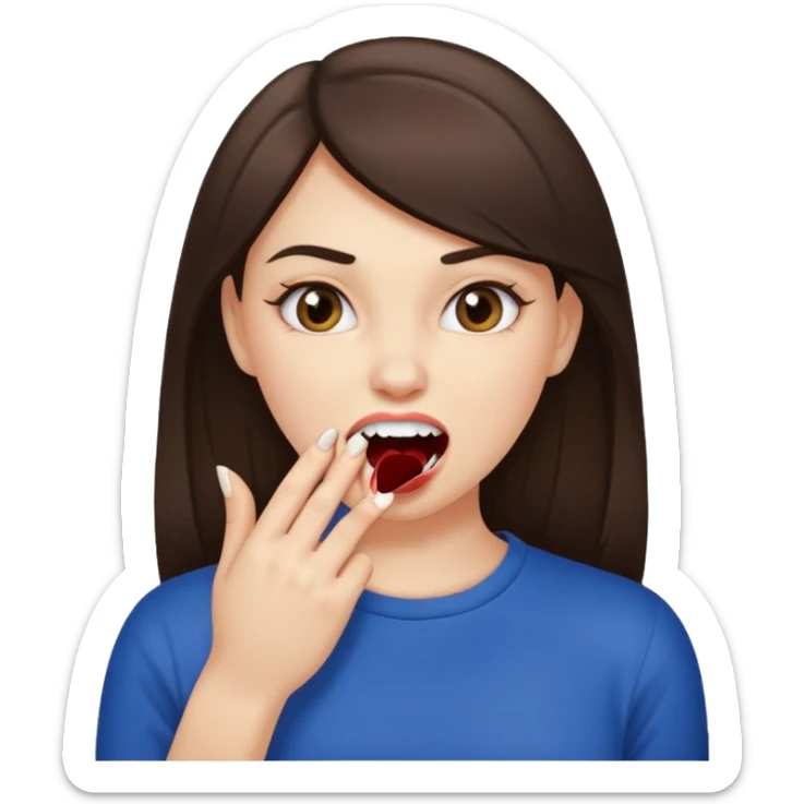 Une fille brune et blanche qui se mord l'ongle avec ses dents comme si elle draguait qqn sticker