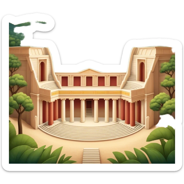 Cinematic Realistic Theatre of Epidaurus Landmark Emoji, depicted as a classical open‚Äêair theatre nestled in nature rendered with soft textures and serene, historical lighting. sticker