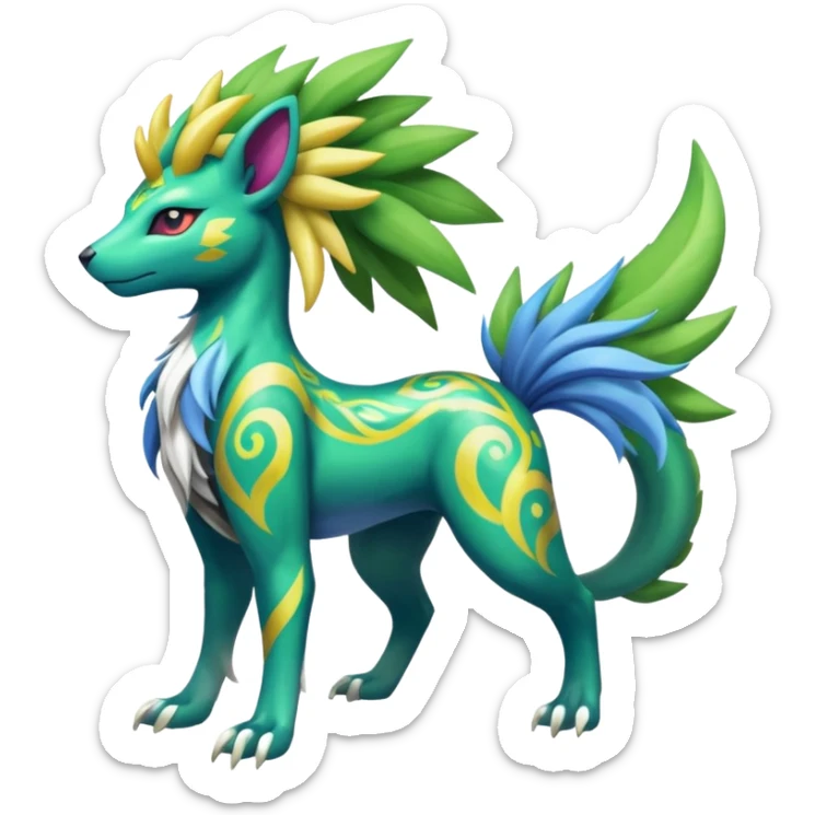 Tribal Colorful Fruity Gay Manectric-Skiddo-Suicune-Virizion-Zygarde-fusion-hybrid-creature  sticker