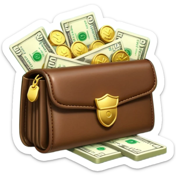 Aviator money emoji, wallet full of cash, casino vibe, premium 3D emoji style, clean, no background
 sticker