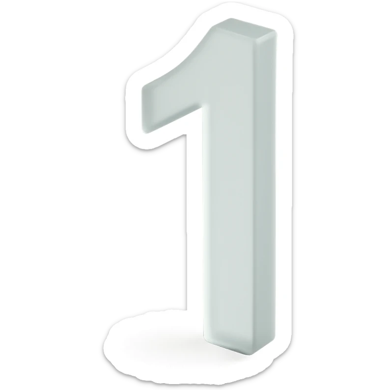 The number 1 in a thin font sticker