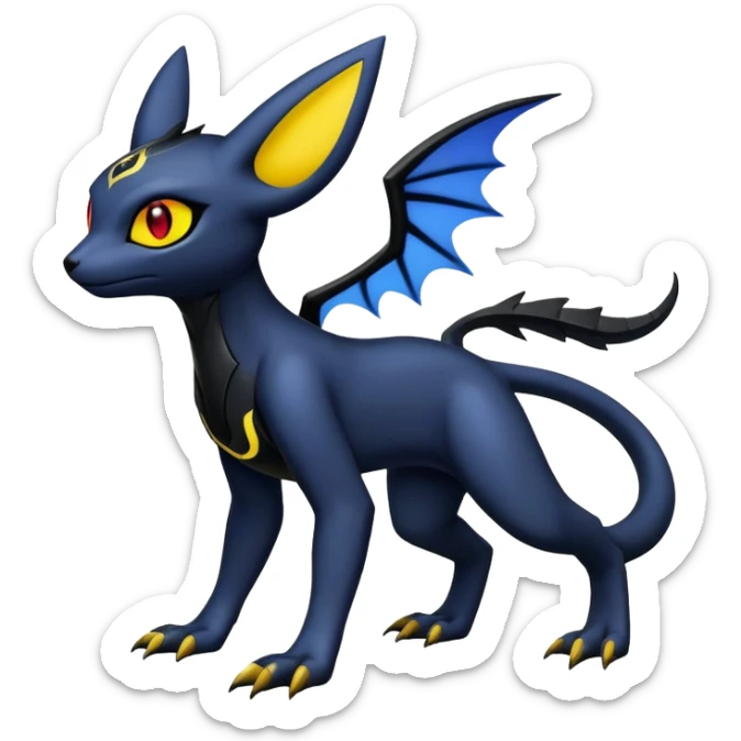 Salandit-Umbreon-Litten-Noibat-Fakémon-hybrid-creature (full body)  sticker
