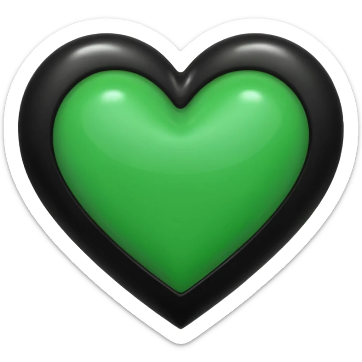A green heart and black heart mixed together so black on one side and green on the other side sticker