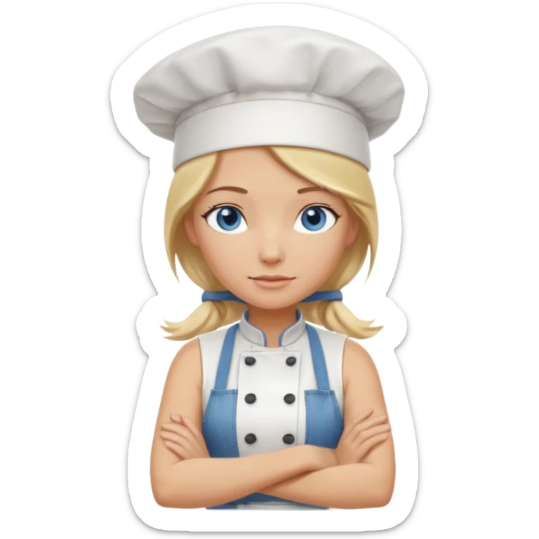 Sexy Full body  pretty
Long Blonde hair blue eyed female chef arms folded wearing tank top and denim shorts and chef hat arms folded sticker