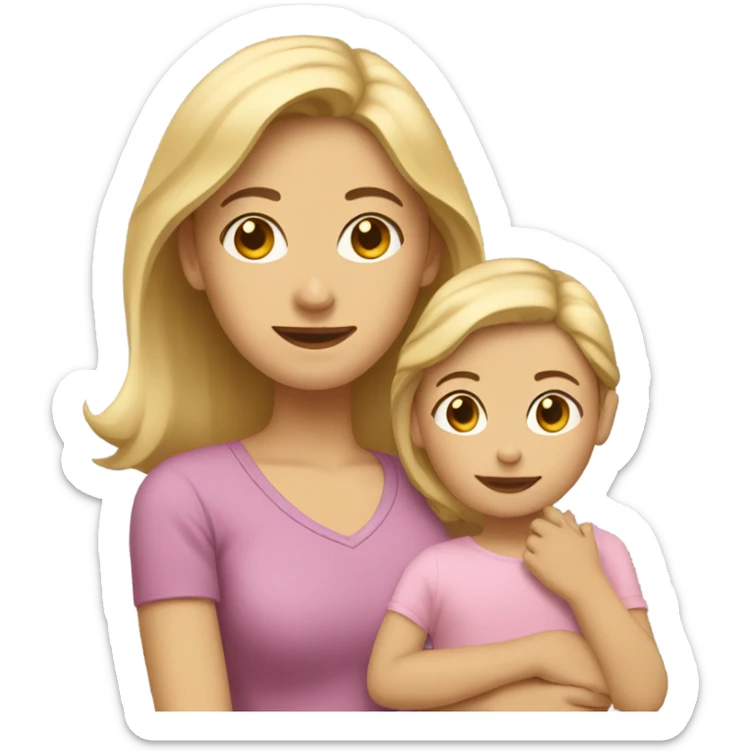 Blonde mom with 2 kids one brown haired girl and one baby sticker