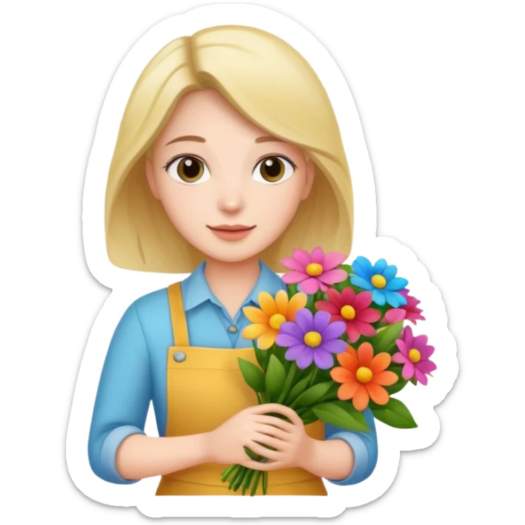 a beautiful bouquet of flowers in the hands of a florist sticker