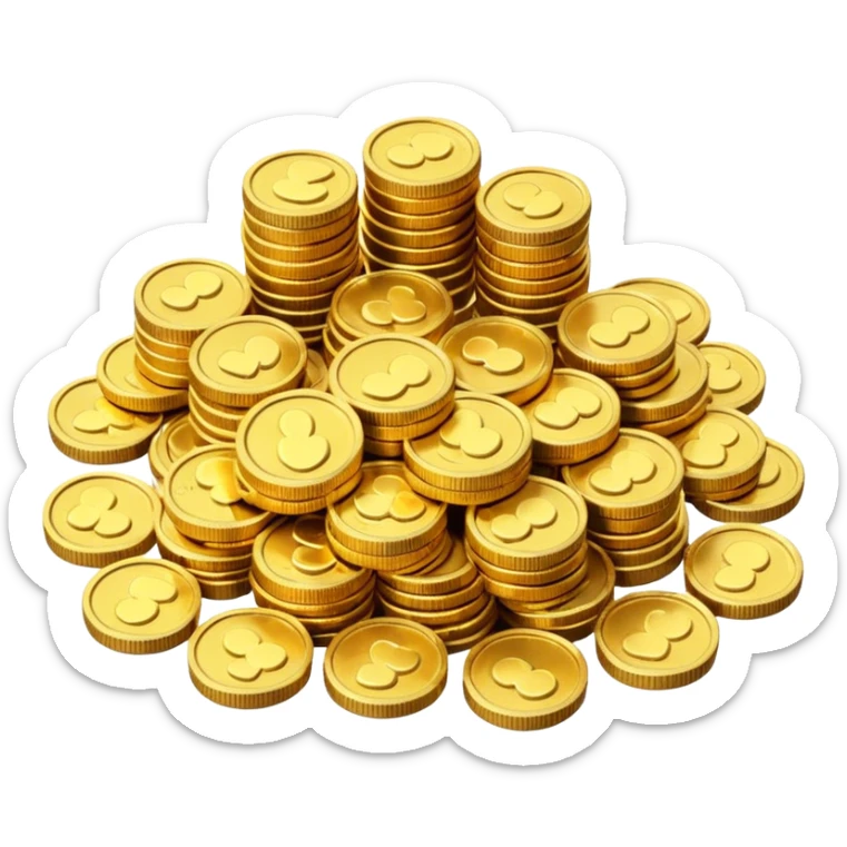 small pile of gold coins, 3D emoji style, shiny gold, no symbols, no text,  sticker