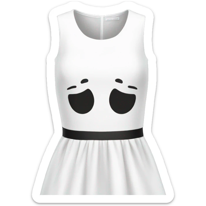White high low dress with black words on the bottom of the dress  sticker