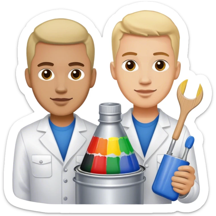 Two men in the automotive business who are paint mixers  sticker