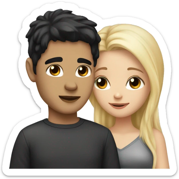Cuddle lovers white boy with black hair and girl with blonde hair  sticker