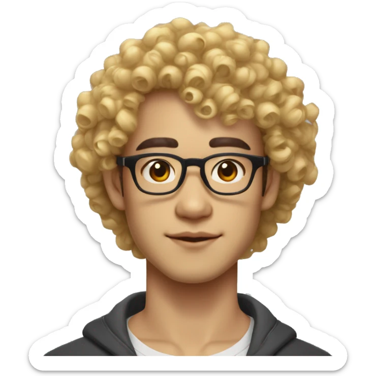 Vietnamese Yellow skin Curly hair premlock Wearing glasses Male Bushy eyebrows Double eyelids Pointed eyes Moderately thick lips sticker