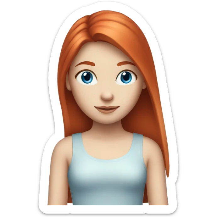  girl with straight red hair and blue eyes, fair skin sticker