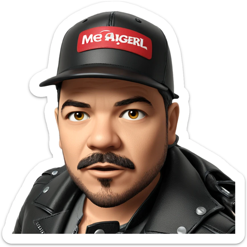 bearded boy in leather jacket sticker