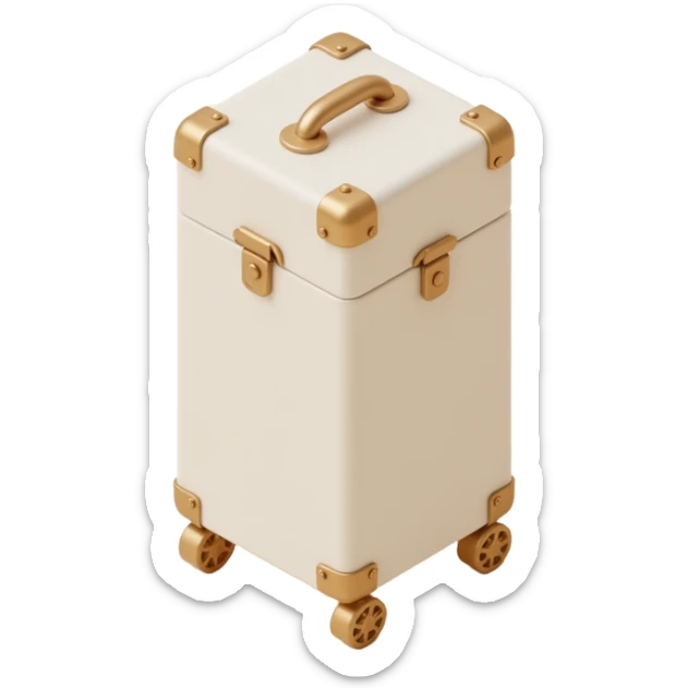 aesthetic ivory minimal suircase with wheels sticker