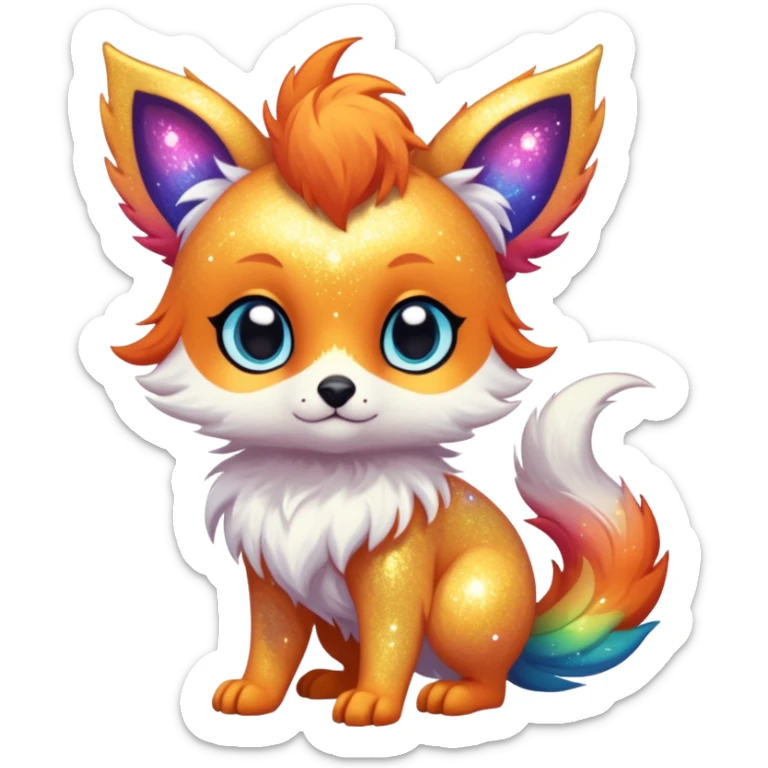 Cool cute Kawaii fantasy animal sparkle fursona Fionbri creature by griffsnuff & LiLaiRa & Falvie full body sticker