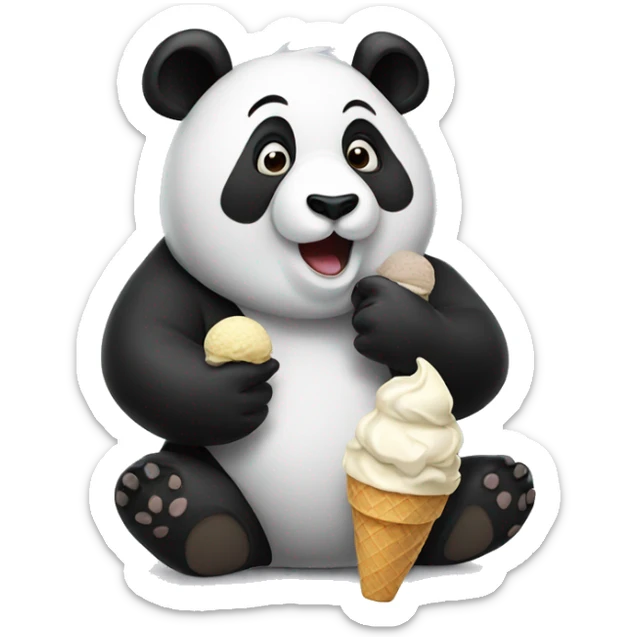 Panda eating ice cream sticker