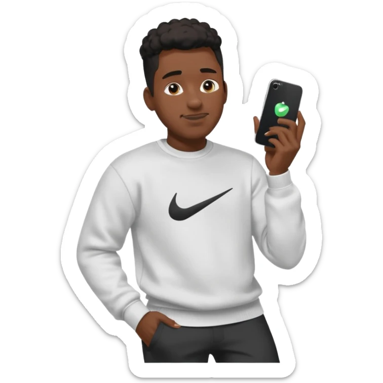 un emoji (qui ressemble à un vrai emoji téléphone)de quelqu'un qui tombe (homme noir pull Nike)il a des airpods sticker