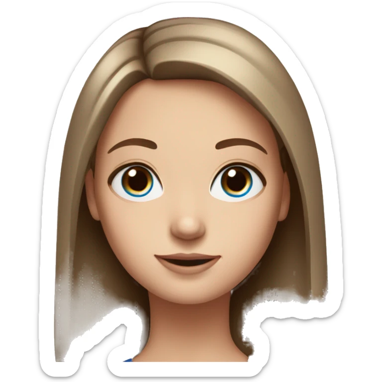 a white girl with shoulder lenght brown straight hair and blue eyes sticker