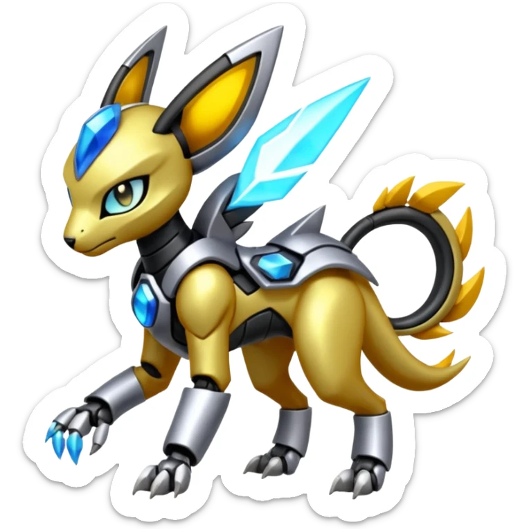 Meloetta-Zeraora-Wargreymon-Protogen-Pokémon-Digimon-Fakémon-fusion-hybrid-creature sticker