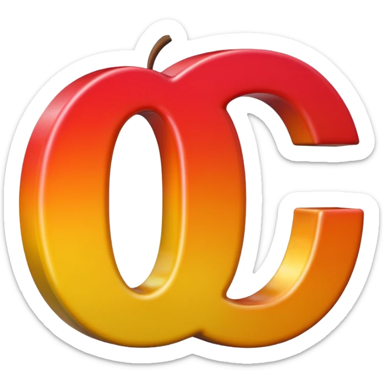 Apple style 3D emoji of the letter O, shiny, smooth, rounded, colorful, with the same toy-like texture as official Apple emojis sticker