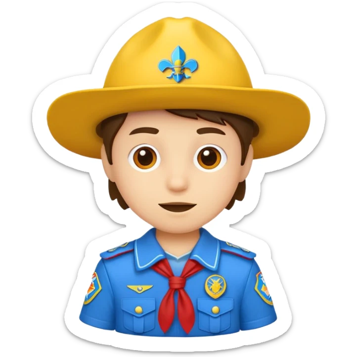 Créame un emoji de pañoleta scout con tres colores azul, amarillo y rojo  sticker