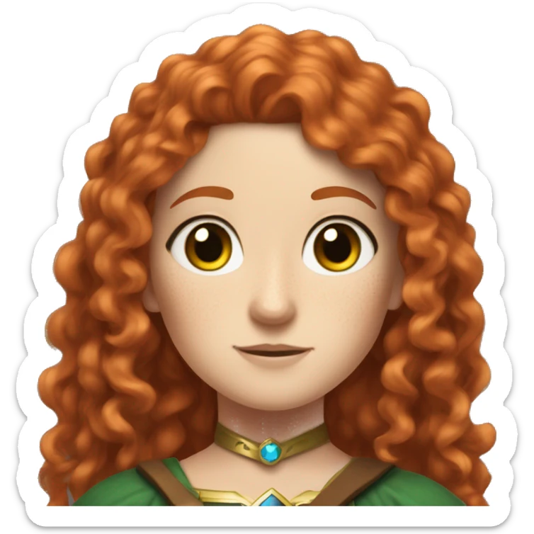 a white girl with long red curly hair and freckles, cosplaying Zelda sticker