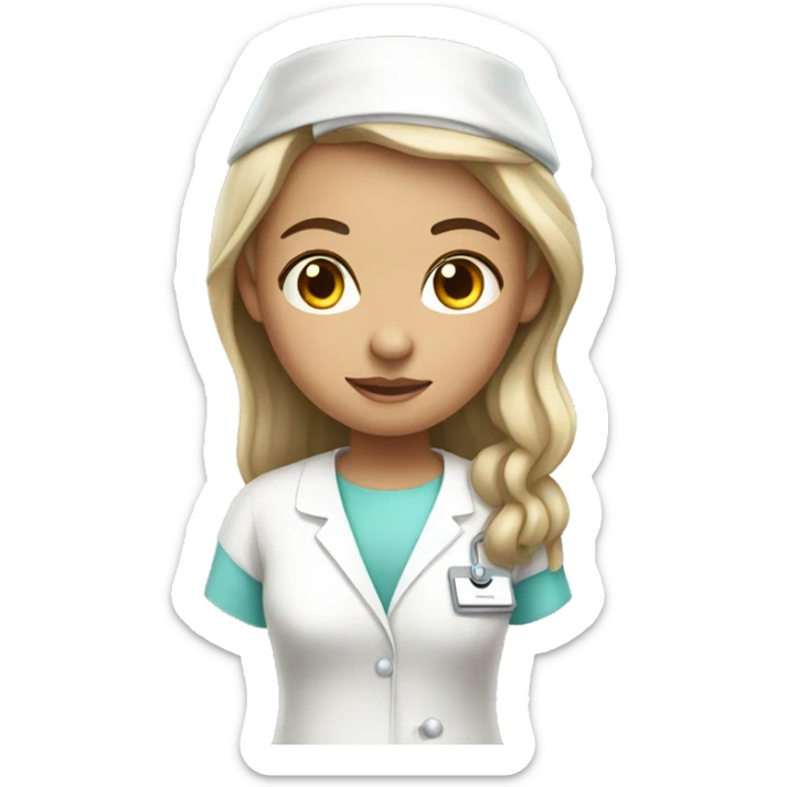 Girls as hospital patient in white hospital dress sticker