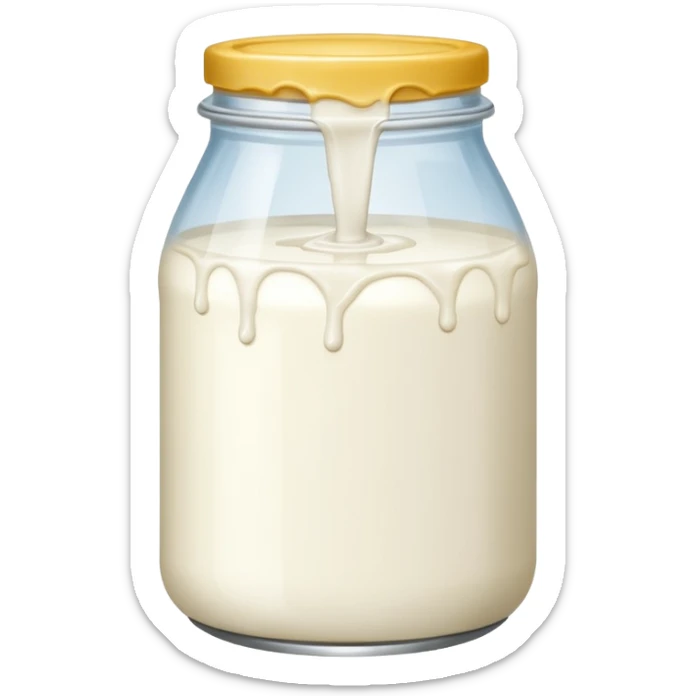 a jar of milk but the top is sticky and its dripping but theres no lit, and also no straw, I WANT IT TO BE VERY VERY MESSY sticker