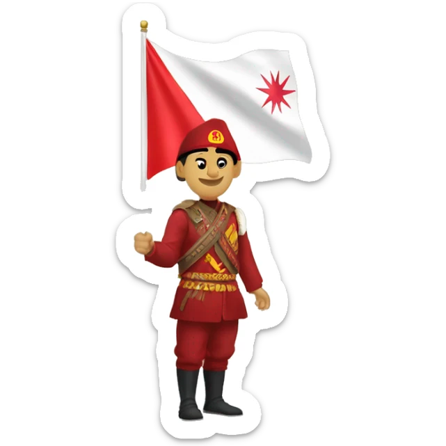 sadyr japarov with new flag of kyrgyzstan sticker