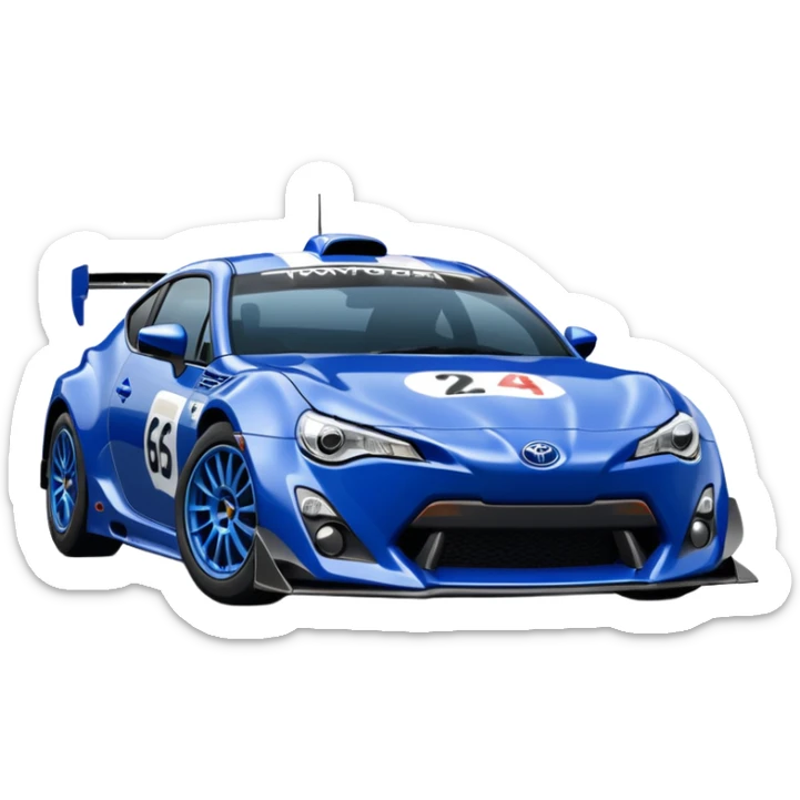 Sexy glossy dark blue 2025 Toyota 86 4-door rally racing car  sticker