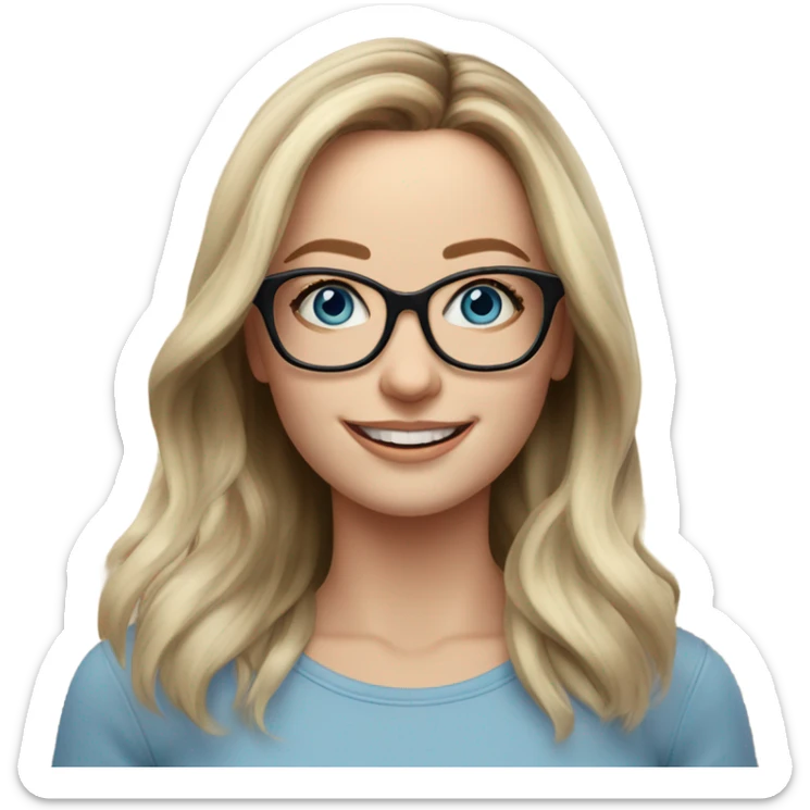 Shoulder length Balayage pale Realistic woman with glasses and blue eyes happy  sticker