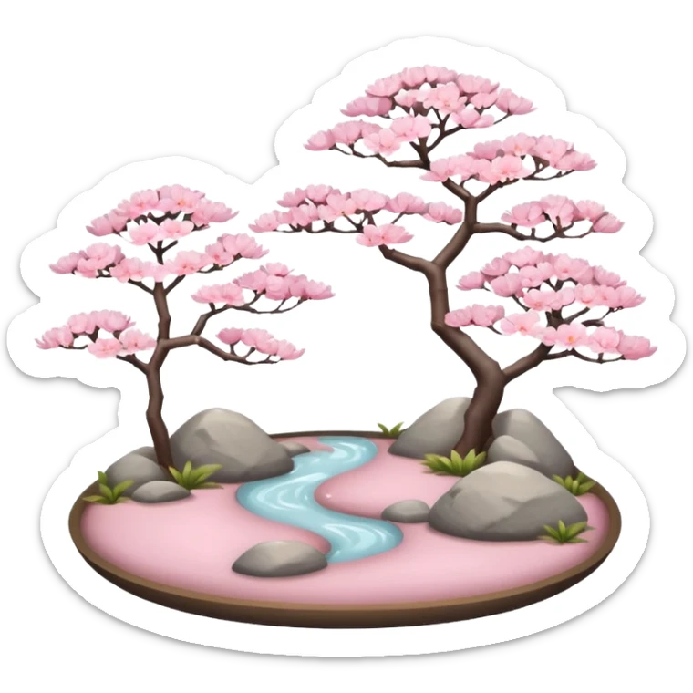 Aesthetic Japanese zen garden Sakura pink beautiful pretty shiny pastel delicate scenery  sticker
