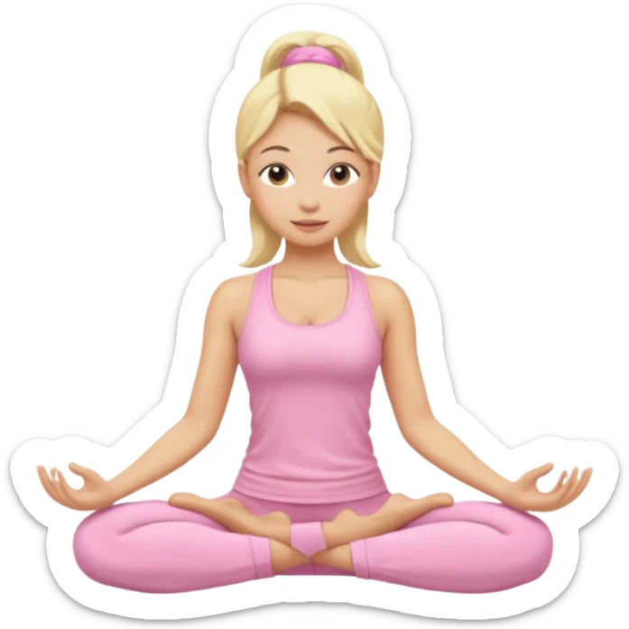 blonde yoga girl light pink clothes n sticker