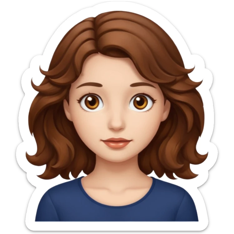 a beautiful girl with wavy volumes brown hazel hair, she has brown eyes  sticker