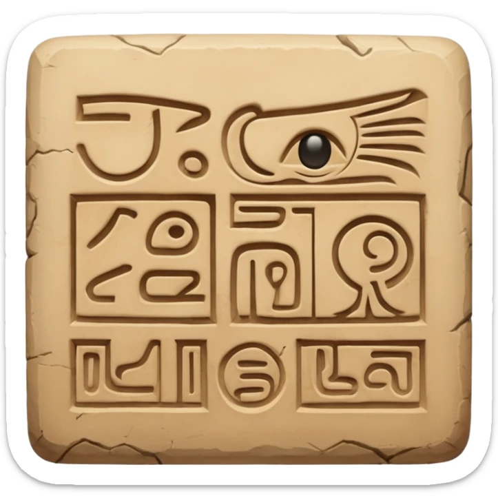 An emoji of an ancient Egyptian stone tablet with hieroglyphics carved on it.

 sticker