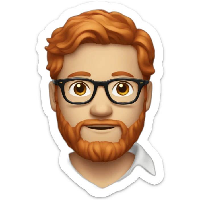 red hair white men with glasses and beard and a ralph lauren polo sticker