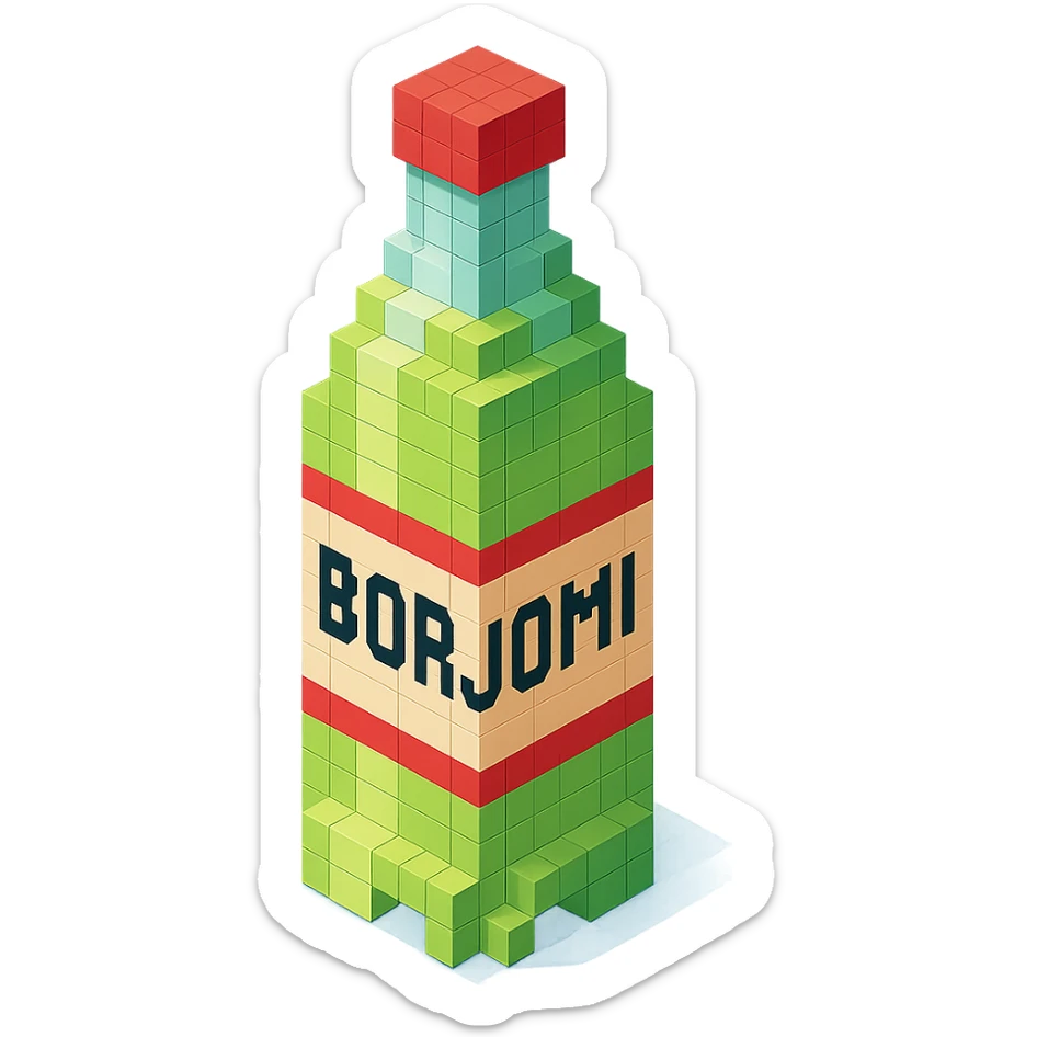 Borjomi bottle with a red label sticker