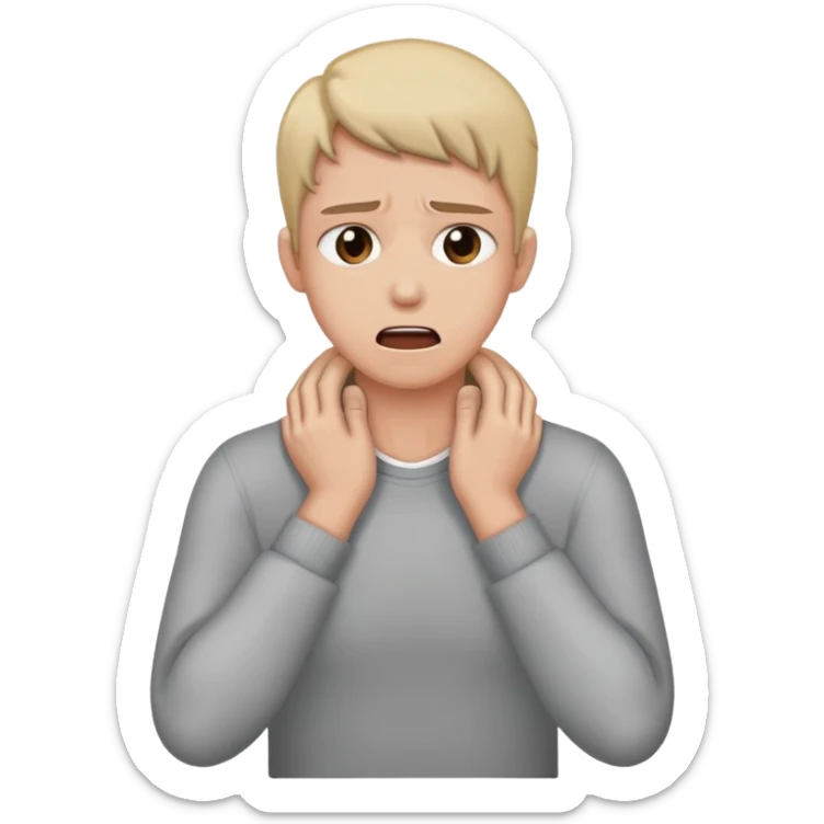 emoji of someone holding their neck with both hands and wanting to kill themselves (nothing intended, just a joke) sticker