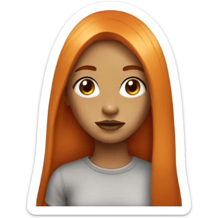 girl orange straight long hair big lips some freckles sticker