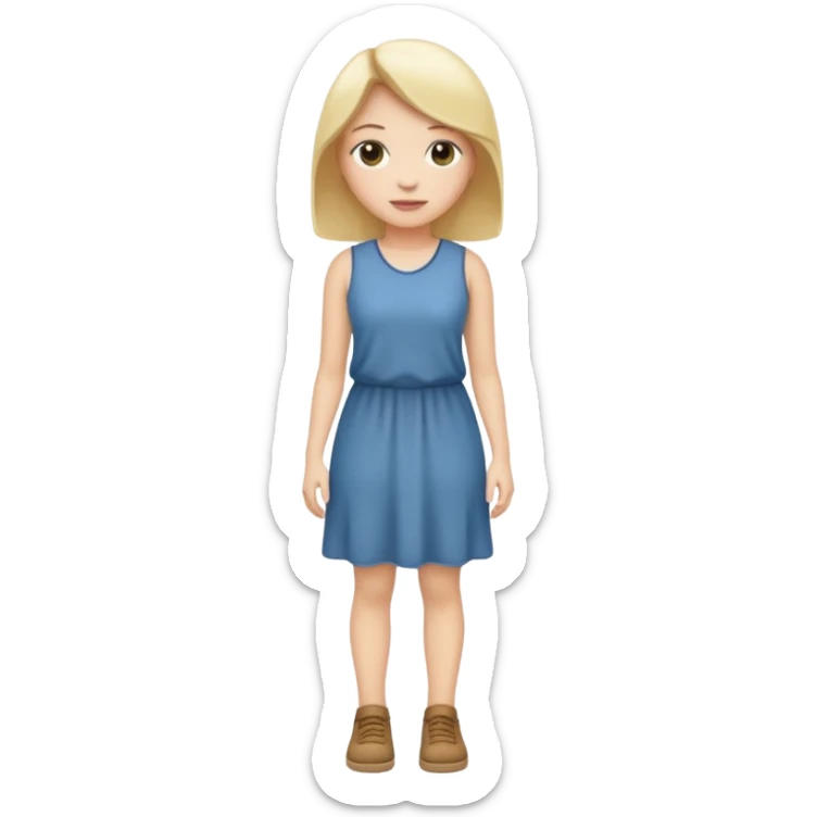 Create me an emoji of a full body white female in a casual dress. sticker