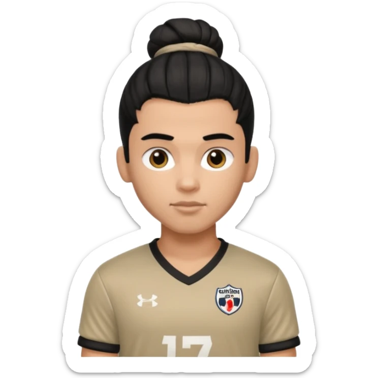 a pretty male bratz footballer. black hair tied in a manbun. light brown skin sticker